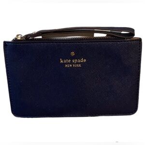 Kate Spade New York Saffiano Navy Blue Leather Wristlet Wallet – Classic Black